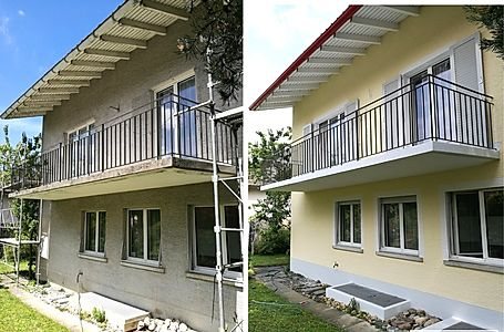 Vorher und nachher: Balkonfassade