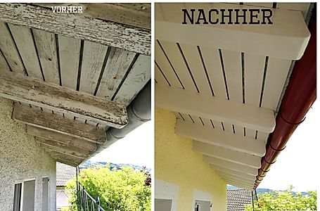 Vorher und nachher: Dachuntersicht